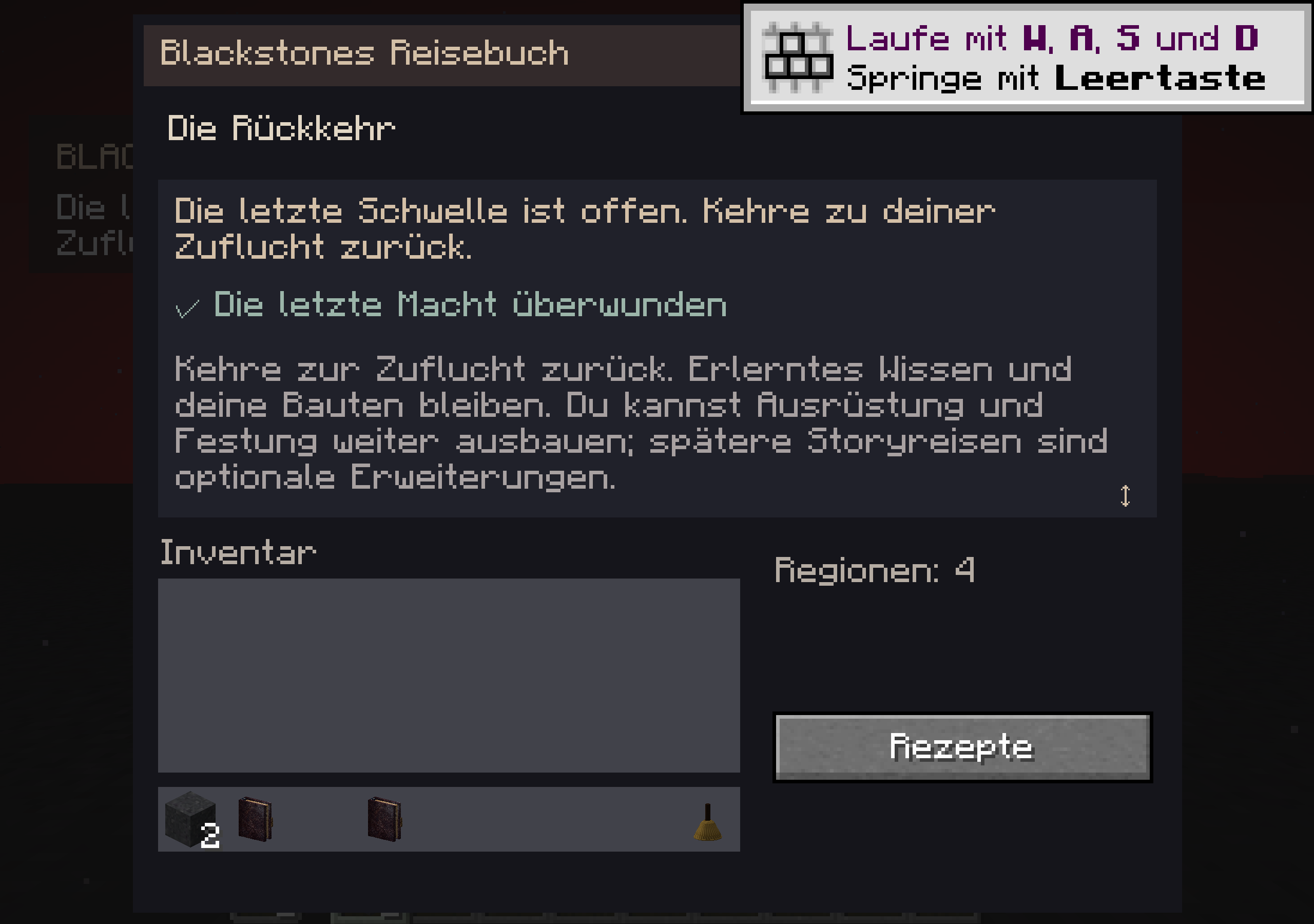 Blackstone-Reisebuch im lokal geprüften Entwicklungsstand